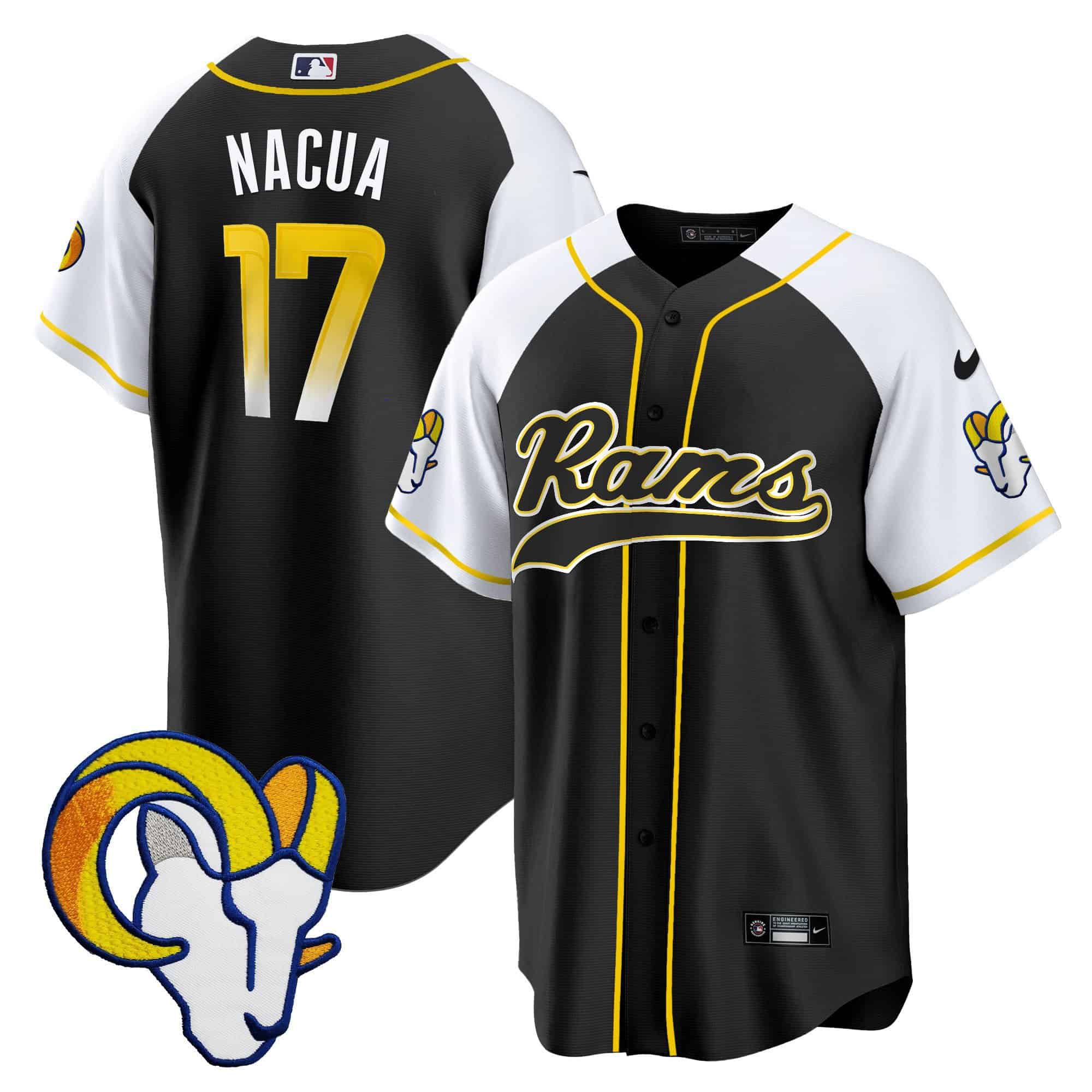 Men Los Angeles Rams #17 Nacua Black 2024 Nike Baseball NFL Jersey